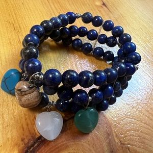 Genuine Gemstone 3 Layer Charm Bracelet